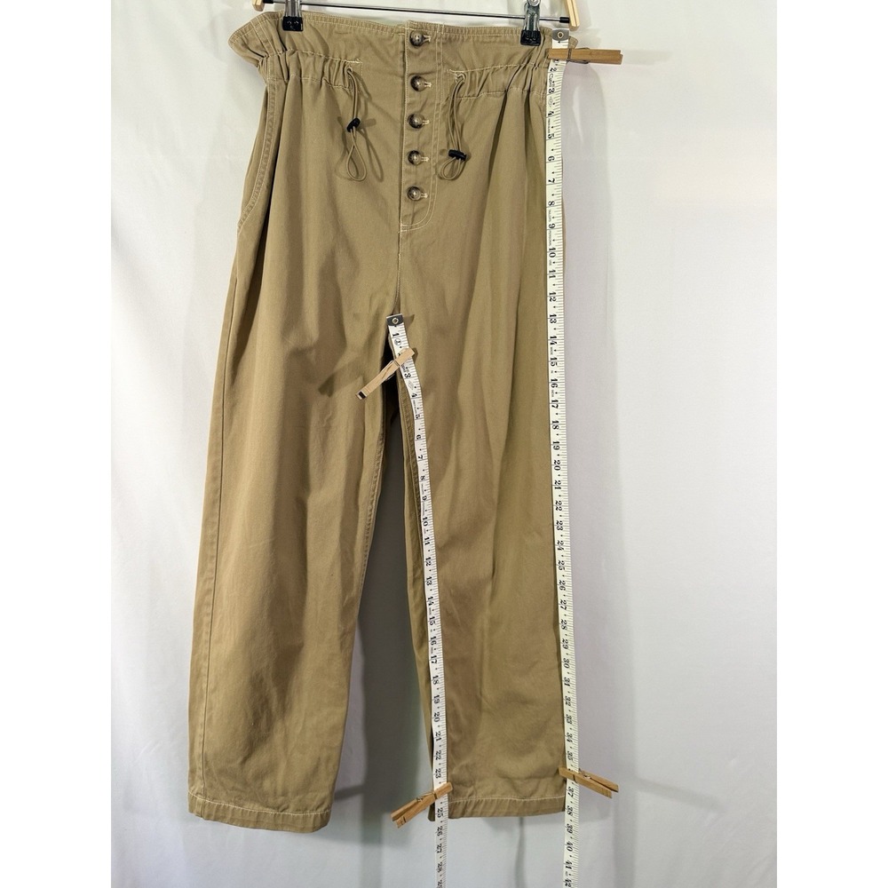 Urban Outfitters Terra High Waist Paperbag Pants Bungee Button Fly Khaki Women S - Picture 7 of 8